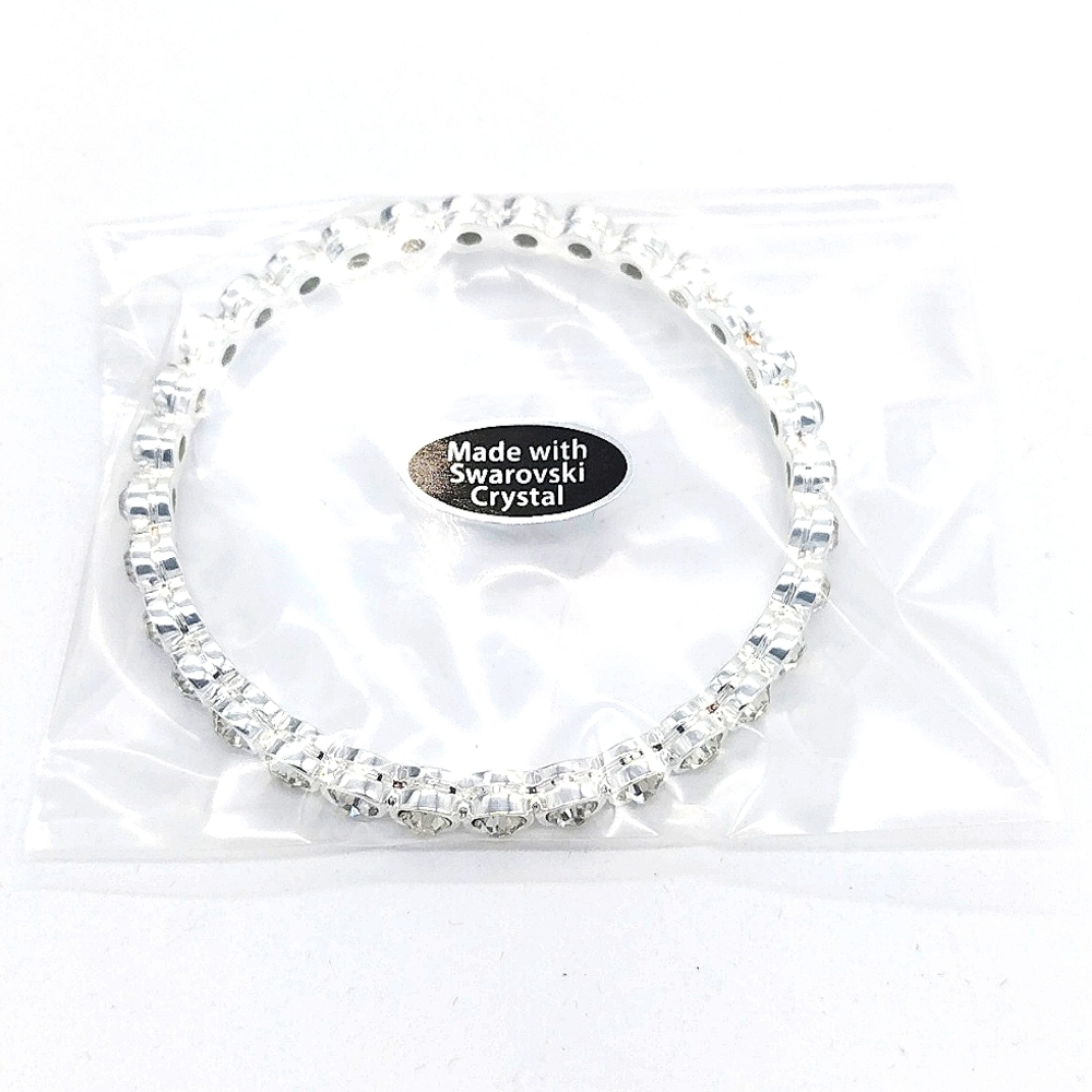 Lot of 4 Made with Swarovski Crystals Brass Stackable Bangle Bracelets in Gold - Picture 7 of 8